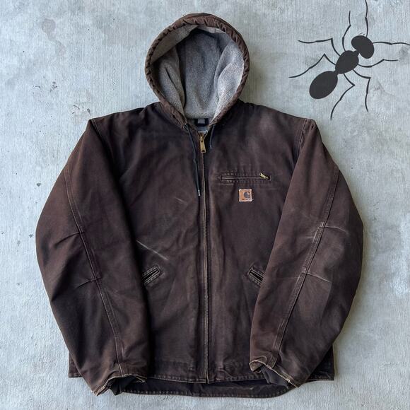 Vintage Y2K J141 DKB faded brown Carhartt work wear jacket